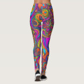 Vibrant Psychedelic Swirl - Abstract Groovy Leggings (Rückseite)