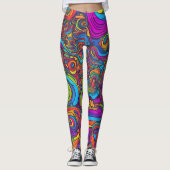 Vibrant Psychedelic Swirl - Abstract Groovy Leggings (Vorderseite)