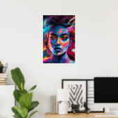Vibrant Psychedelic Woman Face Poster (Heimbüro)