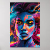 Vibrant Psychedelic Woman Face Poster (Vorne)