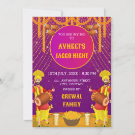 Vibrant Punjabi Jaggo Night Invitation Card Einladung