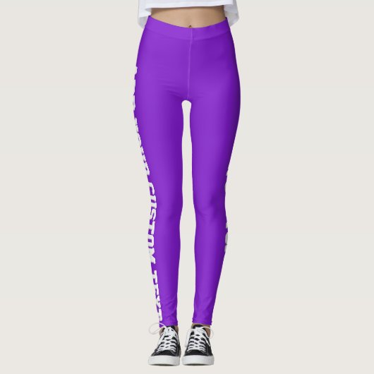 Vibrant Purple Bold Custom Text Vertical Leggings (Vorderseite)