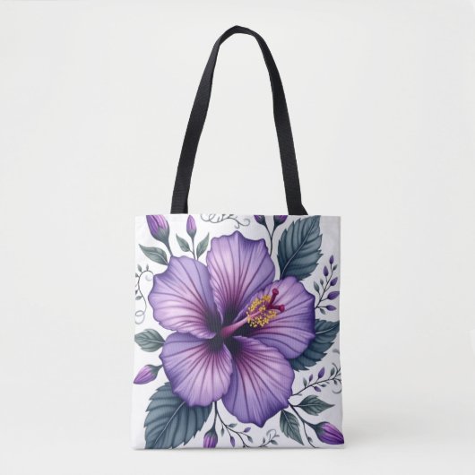 Vibrant Purple Hibiscus Wird Tropical Floral Accbo Tasche (Vorderseite)