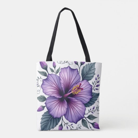 Vibrant Purple Hibiscus Wird Tropical Floral Accbo Tasche (Rückseite)