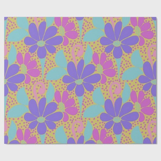 Vibrant Purple & Pink Floral Pattern Wrapping  Geschenkpapier (Flach)