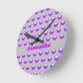 Vibrant Purple Polka Dot Pattern Geometric Modern Runde Wanduhr (Winkel)