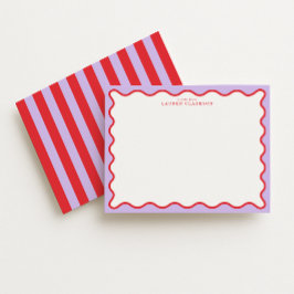Vibrant Purple & Red Wavy Border Note Card Einladung