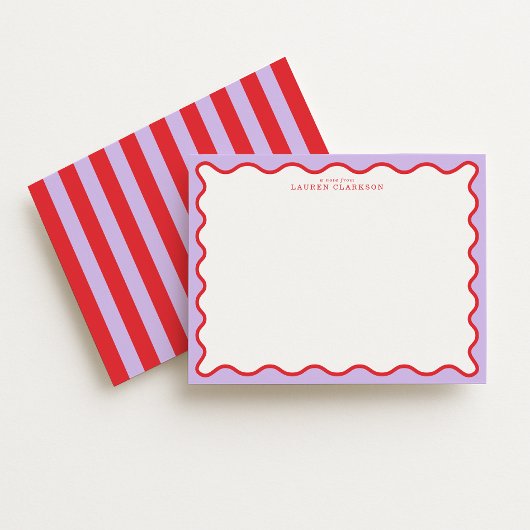 Vibrant Purple & Red Wavy Border Note Card Einladung