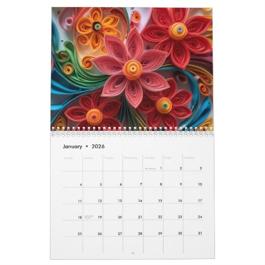 Vibrant Quilled Designs 2026 Kalender (Jan 2026)