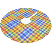 Vibrant Rainbow Color Block Graphic Plaid Polyester Weihnachtsbaumdecke (Schrägansicht)