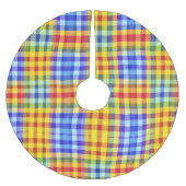 Vibrant Rainbow Color Block Graphic Plaid Polyester Weihnachtsbaumdecke (Vorderseite)