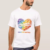 Vibrant rainbow heart collage with flowing script  T-Shirt (Vorderseite)