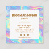 Vibrant Rainbow Holographic Square Business Card Quadratische Visitenkarte (Rückseite)