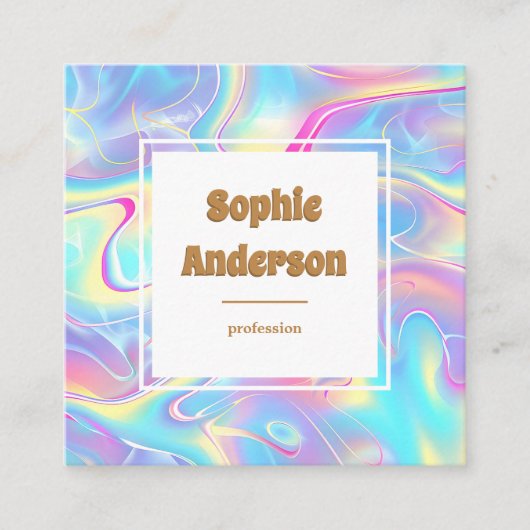 Vibrant Rainbow Holographic Square Business Card Quadratische Visitenkarte (Vorderseite)