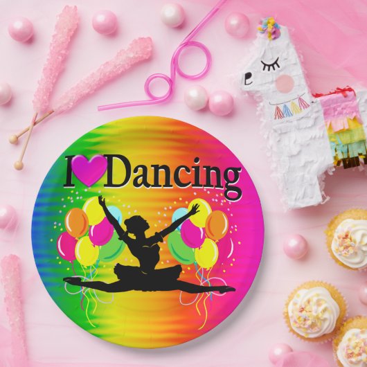 VIBRANT RAINBOW I LIEBE DANCING DESIGN PAPPTELLER (Party)