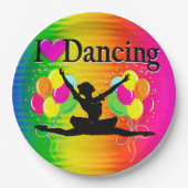VIBRANT RAINBOW I LIEBE DANCING DESIGN PAPPTELLER (Vorderseite)