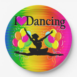 VIBRANT RAINBOW I LIEBE DANCING DESIGN PAPPTELLER