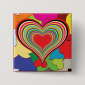 Vibrant Rainbow Layered Heart Abstract Button (Vorderseite)
