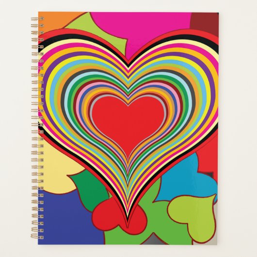 Vibrant Rainbow Layered Heart Abstract Planer (Vorderseite)