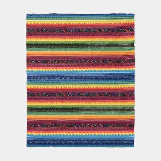 Vibrant Rainbow Mexican Serape Stripes Fleecedecke (Vorderseite)