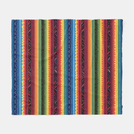 Vibrant Rainbow Mexican Serape Stripes Fleecedecke (Vorderseite (Horizontal))