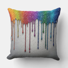 Vibrant Rainbow Paint Drips Kissen