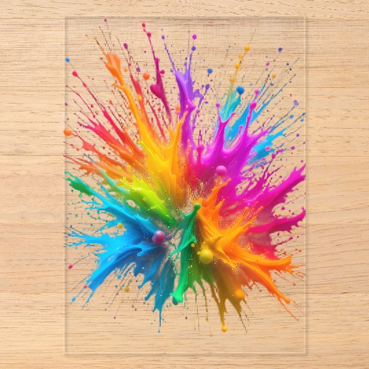 Vibrant Rainbow Paint Splatter Explosion Acryleinladungen (Vorderseite)