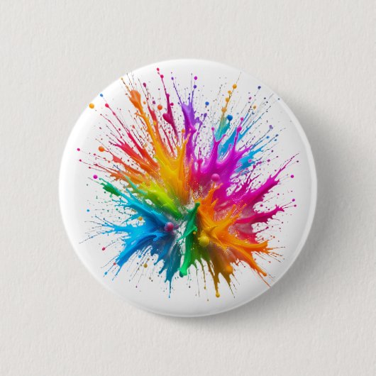 Vibrant Rainbow Paint Splatter Explosion Button (Vorderseite)