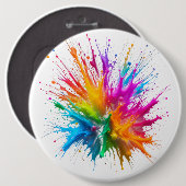 Vibrant Rainbow Paint Splatter Explosion Button (Vorne & Hinten)