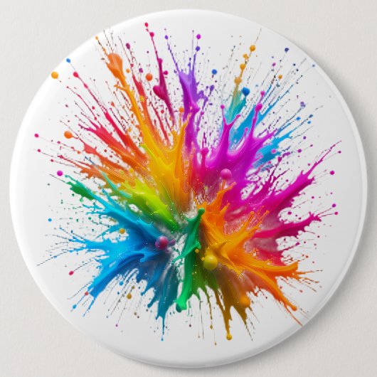Vibrant Rainbow Paint Splatter Explosion Button (Vorderseite)