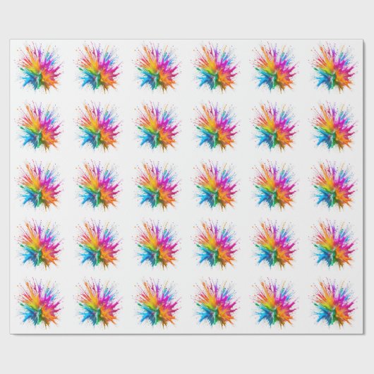 Vibrant Rainbow Paint Splatter Explosion Geschenkpapier (Flach)