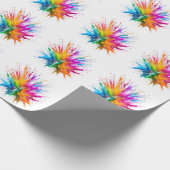 Vibrant Rainbow Paint Splatter Explosion Geschenkpapier (Ecke)