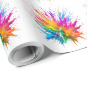 Vibrant Rainbow Paint Splatter Explosion Geschenkpapier (Rolleneckpunkt)