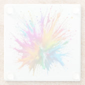 Vibrant Rainbow Paint Splatter Explosion Glasuntersetzer (Rückseite)