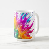 Vibrant Rainbow Paint Splatter Explosion Kaffeetasse (VorderseiteRechts)