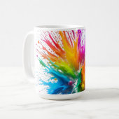 Vibrant Rainbow Paint Splatter Explosion Kaffeetasse (Vorderseite Links)