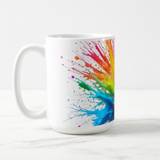 Vibrant Rainbow Paint Splatter Explosion Kaffeetasse (Links)