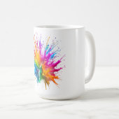 Vibrant Rainbow Paint Splatter Explosion Kaffeetasse (VorderseiteRechts)