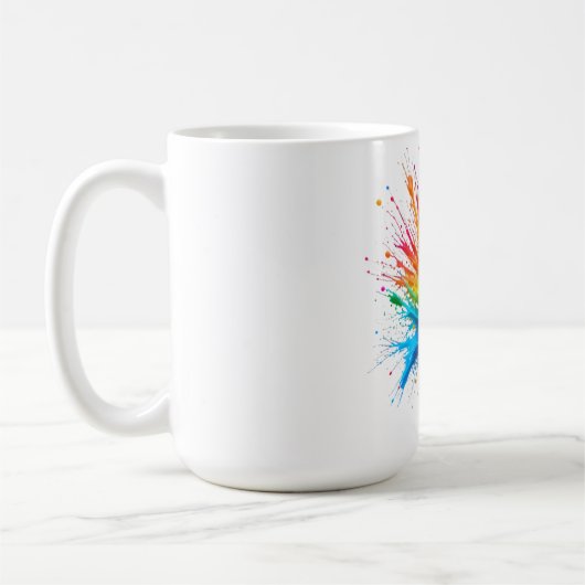 Vibrant Rainbow Paint Splatter Explosion Kaffeetasse (Links)