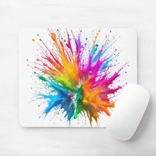 Vibrant Rainbow Paint Splatter Explosion Mousepad (Mit Mouse)
