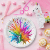 Vibrant Rainbow Paint Splatter Explosion Pappteller (Party)