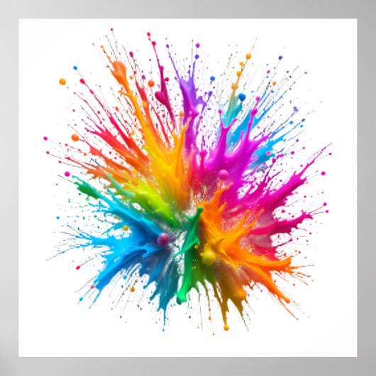 Vibrant Rainbow Paint Splatter Explosion Poster (Vorne)