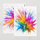 Vibrant Rainbow Paint Splatter Explosion Postkarte (Vorne/Hinten)