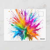 Vibrant Rainbow Paint Splatter Explosion Postkarte (Rückseite)
