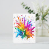 Vibrant Rainbow Paint Splatter Explosion Postkarte (Stehend Vorderseite)