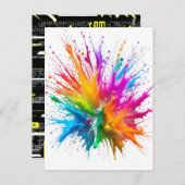 Vibrant Rainbow Paint Splatter Explosion Postkarte (Vorne/Hinten)