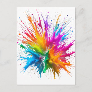 Vibrant Rainbow Paint Splatter Explosion Postkarte