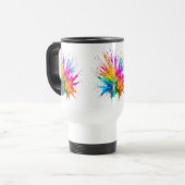 Vibrant Rainbow Paint Splatter Explosion Reisebecher (Vorderseite Links)