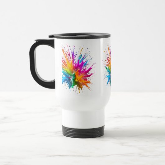Vibrant Rainbow Paint Splatter Explosion Reisebecher (Links)