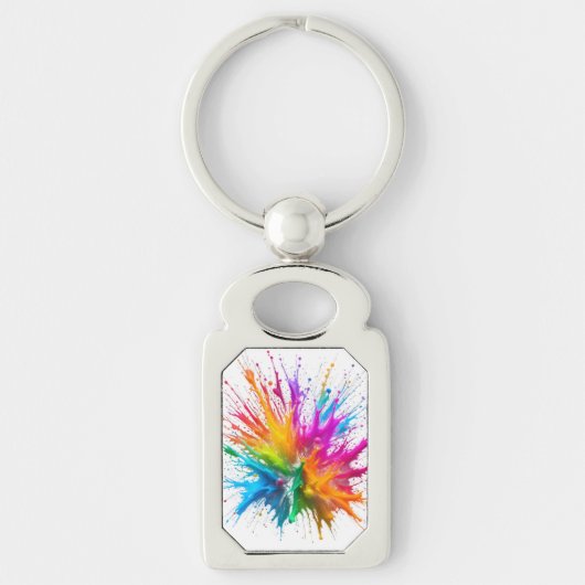 Vibrant Rainbow Paint Splatter Explosion Schlüsselanhänger (Vorderseite)